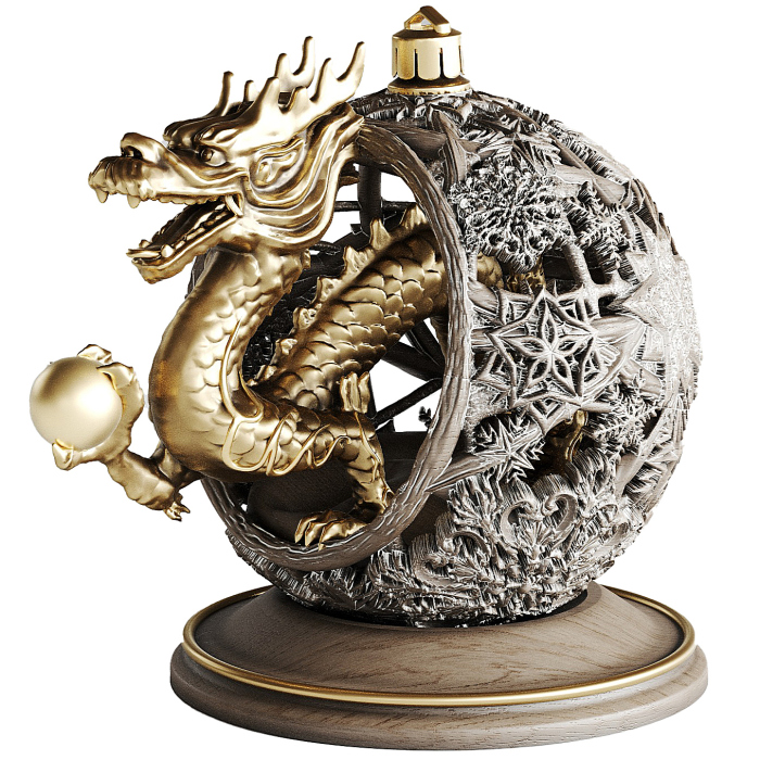 Souvenir made of solid beech "Dragon in a ball"